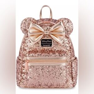 loungefly sequin rose gold disney bag